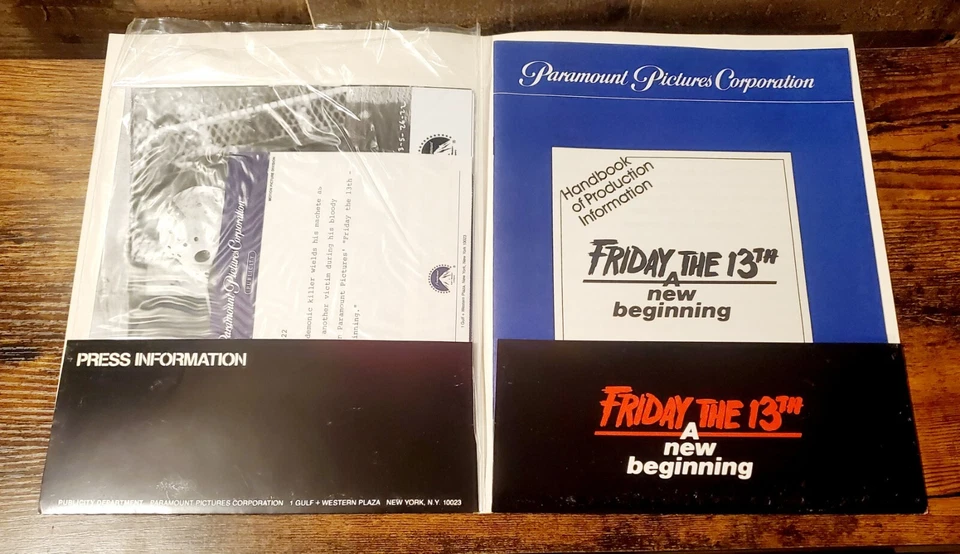 1985 "Viernes 13: un nuevo comienzo" Orig. KIT DE PRENSA COMPLETO EN LA CARPETA Foto 3 de 4