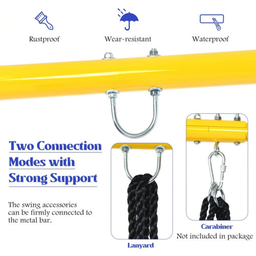 ₢ostzon 550lbs Metal Swing Sets for Backyard, Heavy Duty Full Steel Swing Frame - Picture 5 of 9