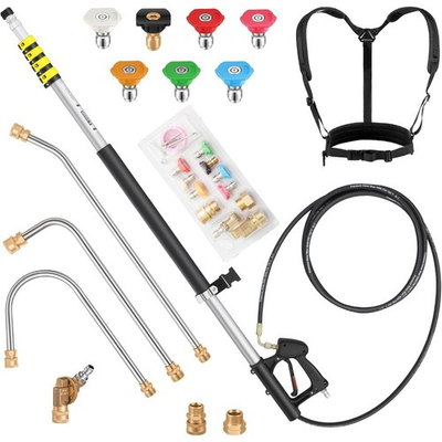 #ad #ad Telescoping Pressure Washer Wand Extension 24 FT with 7 Nozzle Tips 3 Adapters $84.22