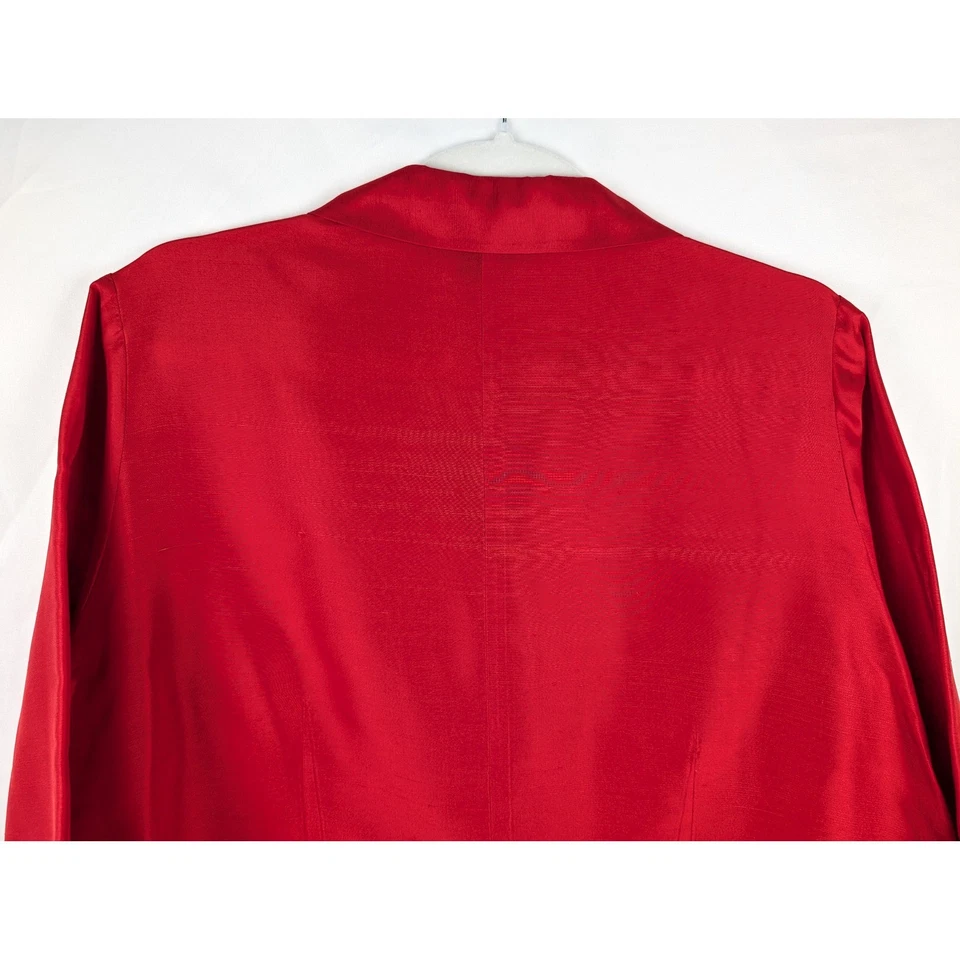 Blusa Top Vintage 100% Seda Venezia Jeans Rojo Cuello Botón Manga 3/4 16 XL Foto 3 de 4