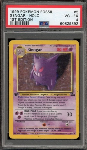 Pokemon Gengar Fossil 1st Edition Holo Rare #5 PSA 4