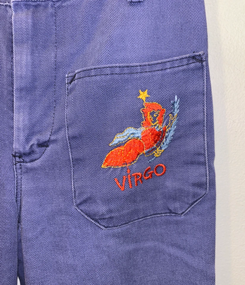 ¡Pantalones acampanados Virgo vintage años 70 Sears Indigo bordados! ¡Excelente estado! Foto 4 de 4