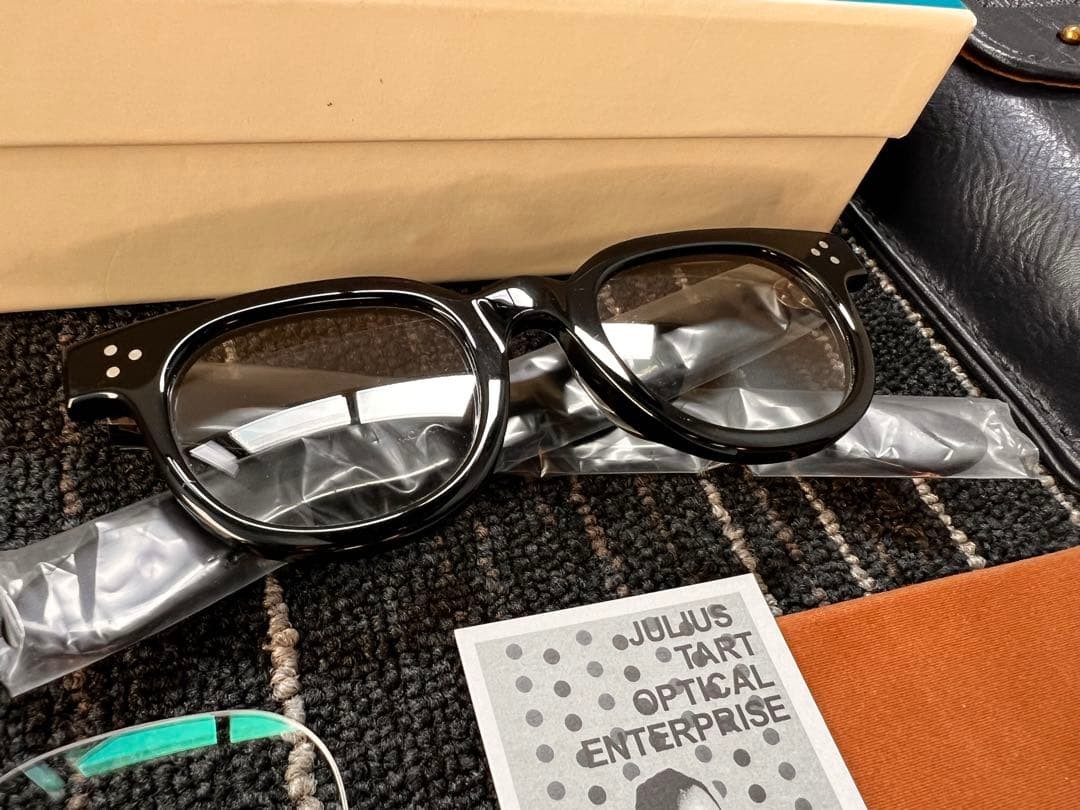 小物 JULIUS TART OPTICAL FDR 46-22 Julius Tart FDR Optical Rx Black 46-22 Glasses with Clear & Grey