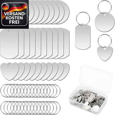 Edelstahl Schlüsselanhänger Set für DIY Hundemarke Gravur 30 Stück