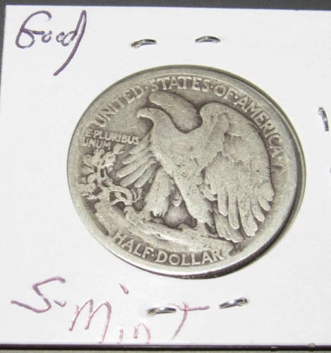 Good Silver 1920 s San Francisco Mint Silver Walking Liberty Half Dollar 1/2 WLH