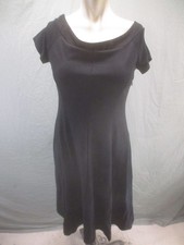 NWT Ann Taylor Size 2 Womens Blk Boat Neck Short Sleeve Flared Beauty Dress 908