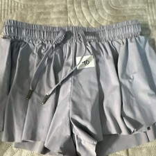 Girls Light Gray Casual Polyester Shorts Size 10 Drawstring Adjustable Waist