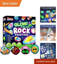 Rock Painting Kit- Glow in The Dark Rock Kit, Arts and Crafts for Kids Ages 6...
