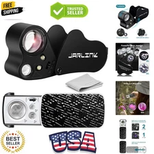 2 Pack Jewelers Loupe, 30X 60X 90X Illuminated Jewelers Eye Magnifier and Mag...