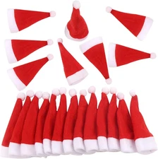 FINGOOO Mini Red Santa Hats,30 Pieces Christmas Hat for Crafts 2.8” x 5“ Small