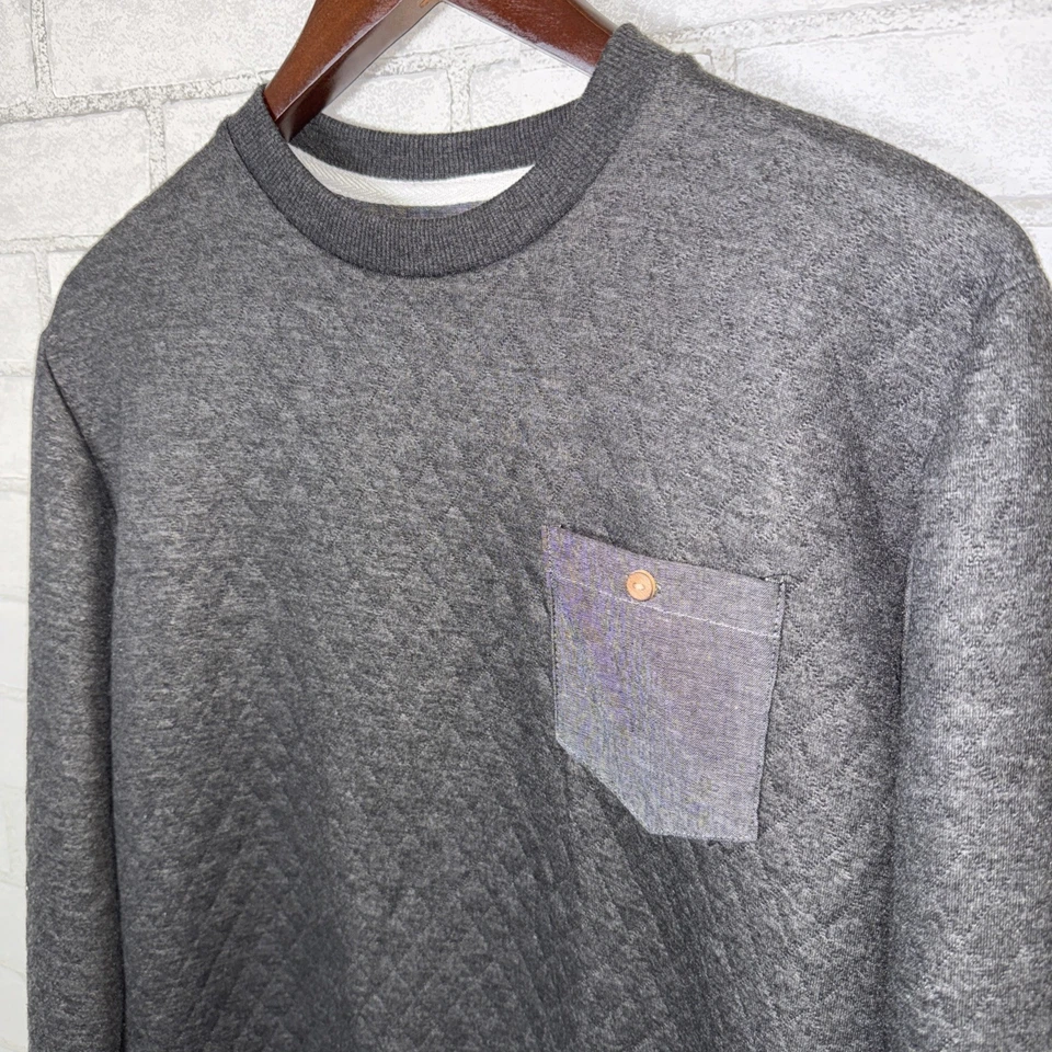 Sovereign Code Quilted Sweater Pullover Grey Button Pocket Men’s Small S - Image 2 of 4