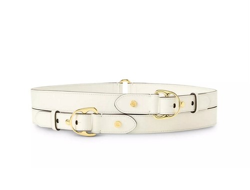 Lauren Ralph Lauren 2" Leather Equestrian Double-Wrap D-Ring Belt White M 33"