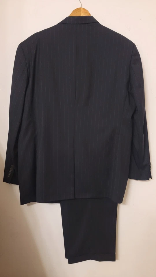 Ralph Lauren 3 изделия костюм мужской 48R синий в полоску шерсти куртка брюки 44 x 30 * недостаток - Изображение 2 из 4