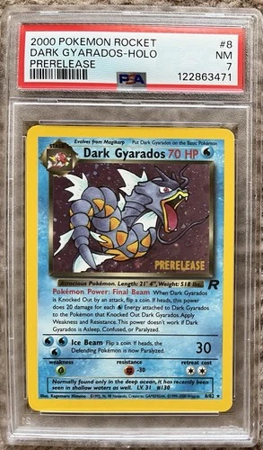 2000 Pokemon Rocket Prerelease #8 Dark Gyarados Holo PSA 7