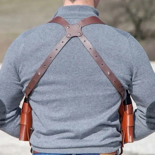 Custom Leather Double Vertical Roto Shoulder Holster - Available All Gun Models - Image 2 of 4