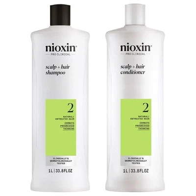 Nioxin System 2 Shampoo 1000ml & Conditioner 1000ml Duo