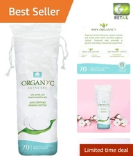 Chemical-Free Organic Cotton Rounds for Daily Use - 70 Soft, Biodegradable Pads