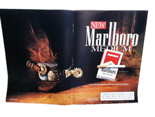 Marlboro Medium Vintage 1991 Print Ad Cowboy Cigarettes Tobacco Promo
