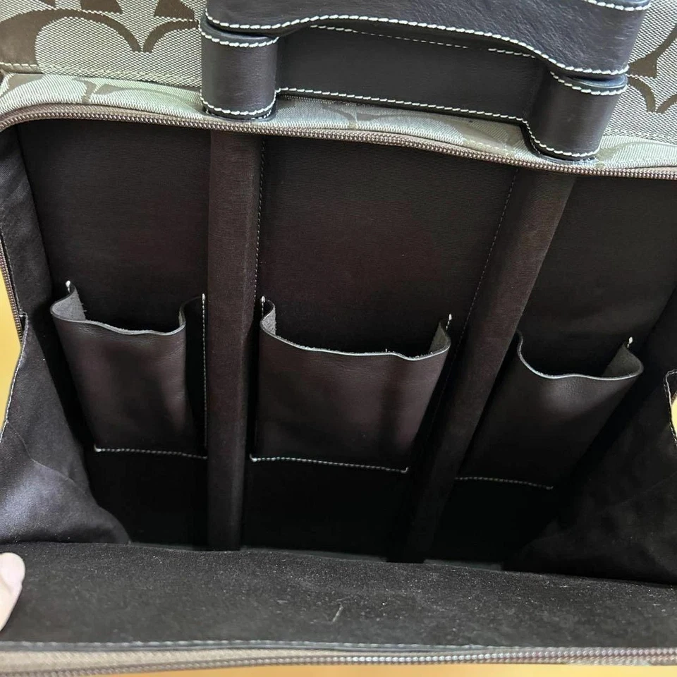 Coach Signature Suitcase F77020 Canvas Leather Beige Brown Gold Hardware - Image 4 of 4