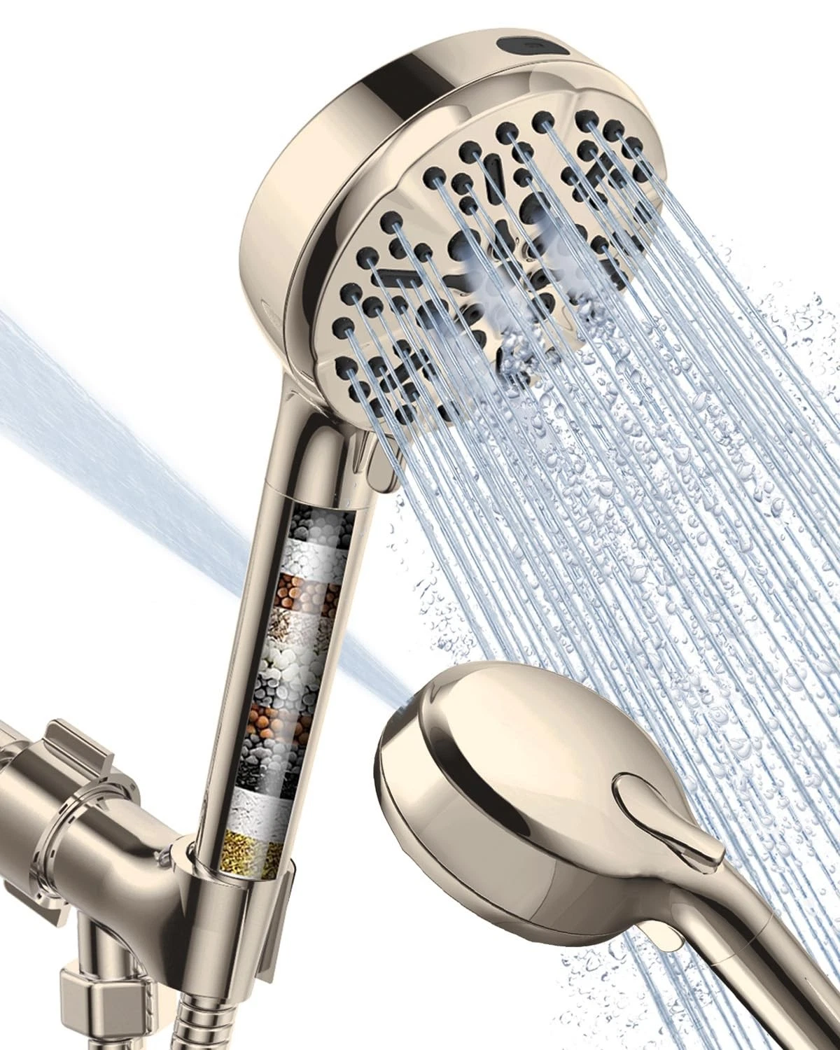 Filtered Shower Head with Handheld Brushed Nickel, 6 Modes High Pressure Show...