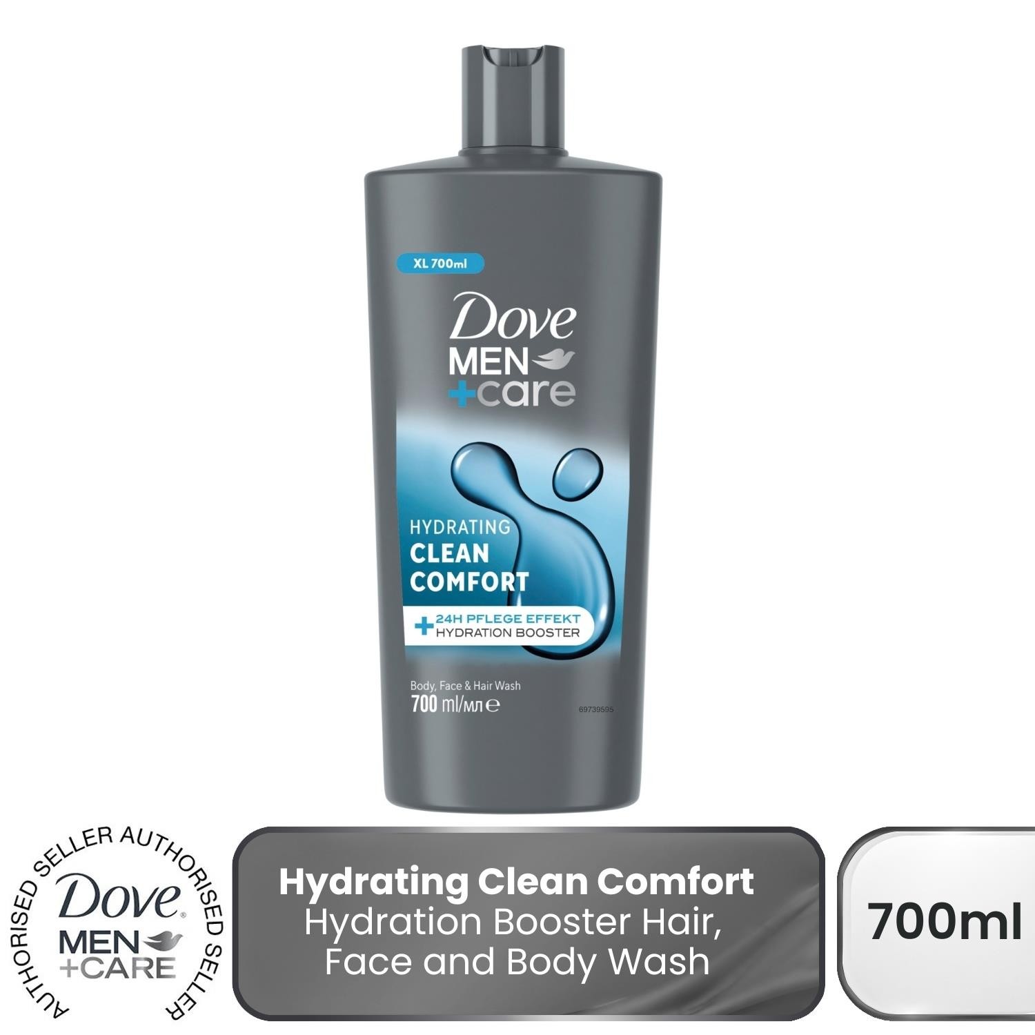 Dove Men+Care Hydrating Clean Comfort 3-in-1 Hair, Face and Body Wash 700 ml