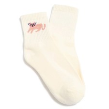 New Vera Bradley Cat Quarter Crew Socks Size 5-10 White Ivory Pink E17