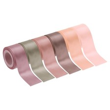 1-1/2 Inch x 30 Yards Solid Satin Ribbon, 6Pcs Fabric Ribbon, Pink Tone