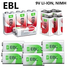 EBL 600mAh 9V Li-ion Rechargeable Batteries / 280mAh NiMH 9Volt Battery Lot