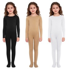 Girls Figure Skating Fleece Jumpsuit Dance Gymnastics Thermal Body Tight Kids