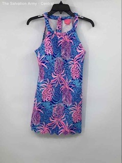 Lilly Pulitzer Girls Blue Pineapple Print Sleeveless Shift Dress Size 14