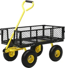 Garden Carts Yard Dump Wagon Cart Lawn Utility Cart Outdoor Steel Heavy Duty