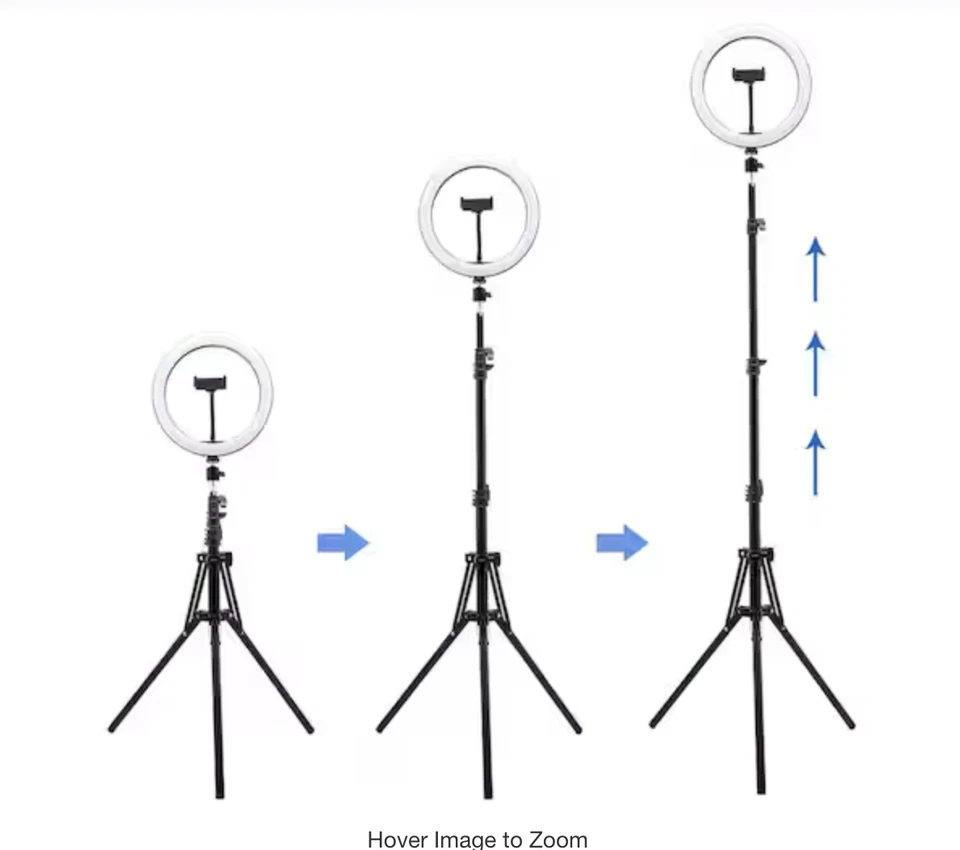 63 in. Black LED Ring Lighting Kit Lamp with Tripod for Live Stream Photo Video - Image 2 of 4