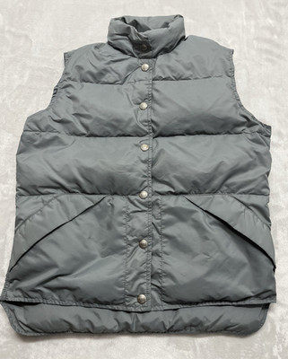 Vintage LL BEAN Vest Women Small Gray Goose Down Mock Neck made USA Outdoors