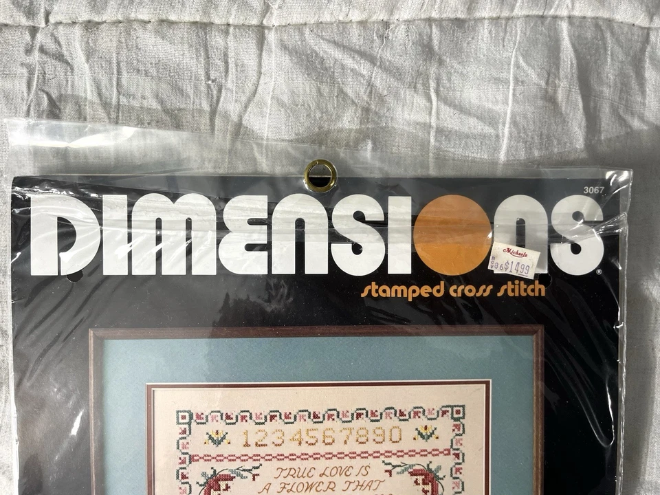Dimensions Stamped Cross-Stitch 1986 True Love Sampler 3067 14” x 16” - Image 3 of 4