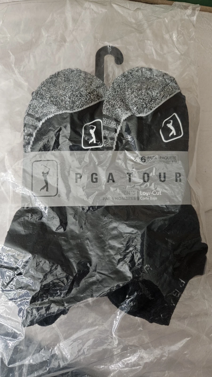 Mens NWT PGA TOUR Low-Cut Socks 6prs Black Light Cushion Sz: (7-12)