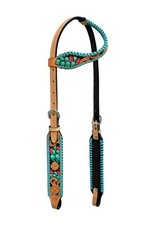 Horse Western Tack Cactus Tooled Leather One Ear Headstall Show Bridle 78AD20HA