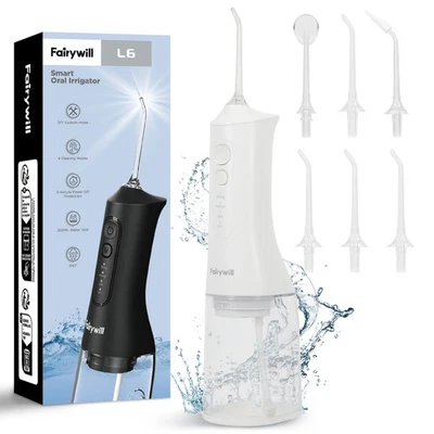 Fairywill Wasser Flosser Oral Irrigator Dental 4 Modi Munddusche 6 Düsen 300ml