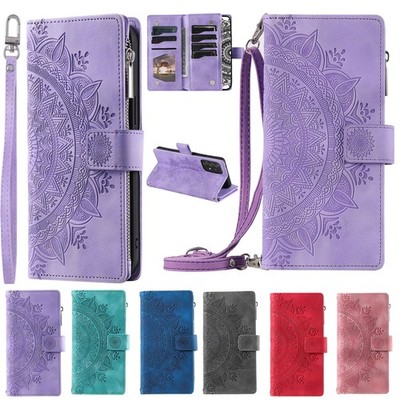 For Google Pixel 10 Pro XL/9A/8/7/6 Zipper Wallet Crossbody Strap Leather Case