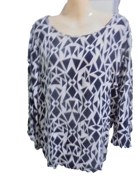 W LANE SIZE 16 BLack Beige Pattern TUNIC TOP 'PERFECT'