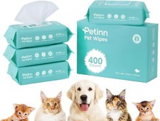 Dog Wipes 400 Count Unscented Pet Grooming 8x8in