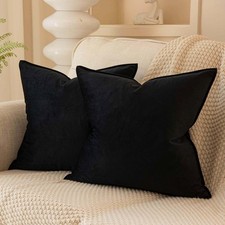JUSPURBET Black Decorative Pillow Covers 22x22 Set of 2 Throw Pillow Covers for
