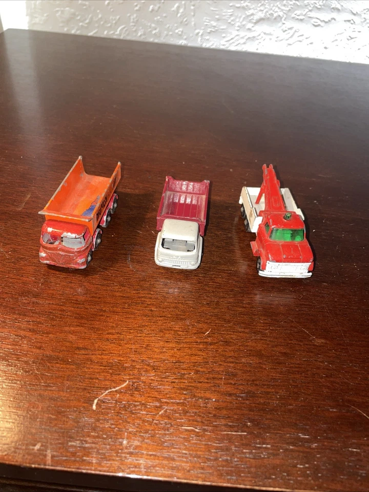 Lote de 3 camiones de juguete vintage Matchbox Lesney volquete Hoveringham Bedford Ford H naufragio Foto 4 de 4