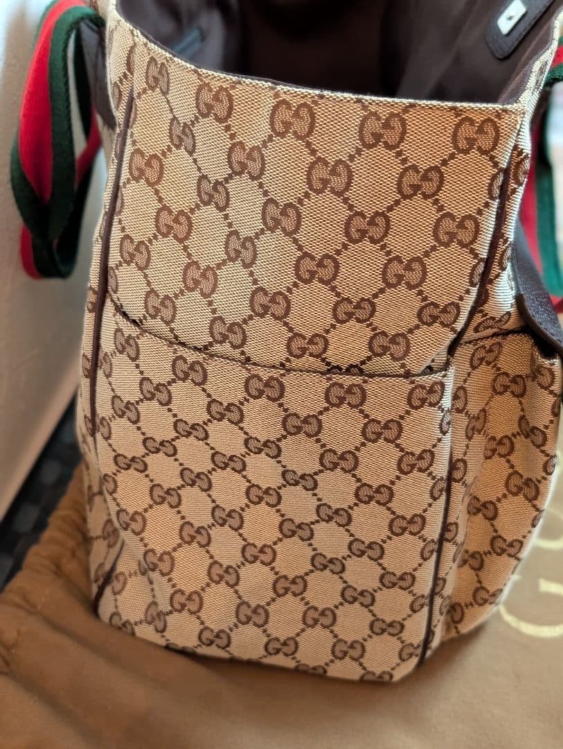 GUCCI GG Canvas Tote Bag Brown Leather Trim Casual Authentic Excellent Condition thumbnail 14