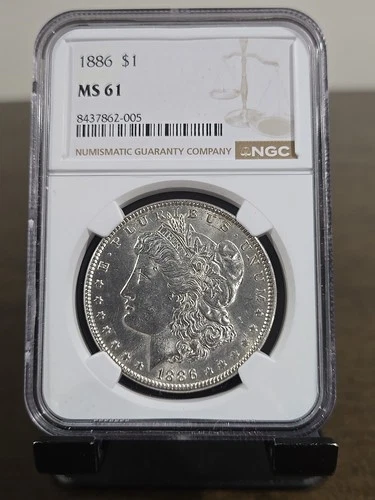 1886 Morgan Dollar MS61 NGC Nice White Lustre Great Eye Appeal