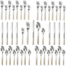 40-Piece Silverware Set Stainless Steel Flatware Set for 4 Kitchen Cutlery Ut...