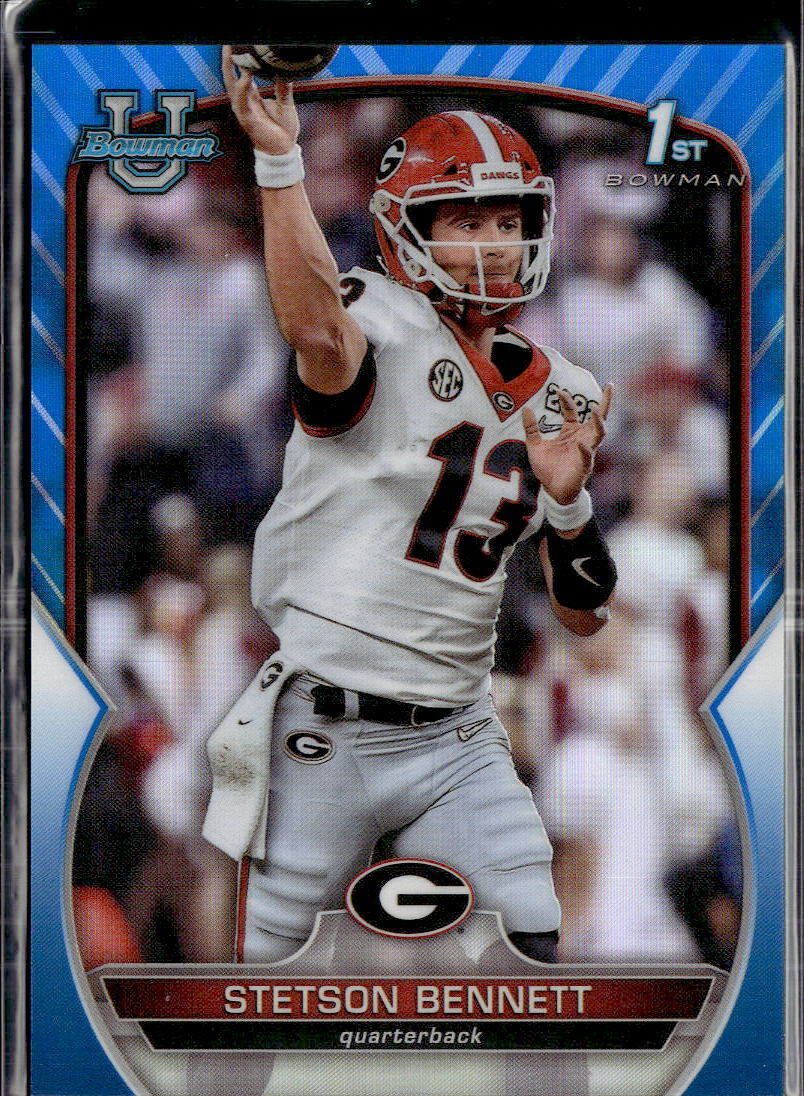 2022 Bowman University Chrome #39 Stetson Bennett Blue Refractor #/199 Georgia
