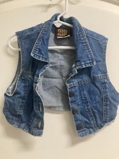 Faded Glory Child size 8 Jean Vest VTG Blue 100 Cotton Denim Button