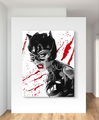 Catwoman Michelle Pfeiffer 24 x18  Print On Canvas Art Gallery Style Painting