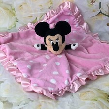 Disney Minnie Mouse Baby Blanket Lovey Security Pink Polka Dot Ruffle Satin 2012