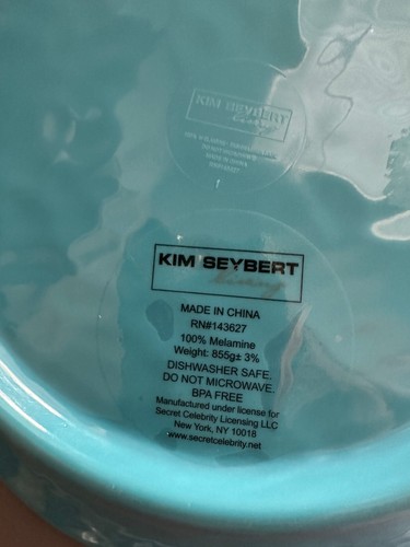KIM SEYBERT melamine large SALAD BOWL set aqua blue turquoise dinnerware - Picture 4 of 7